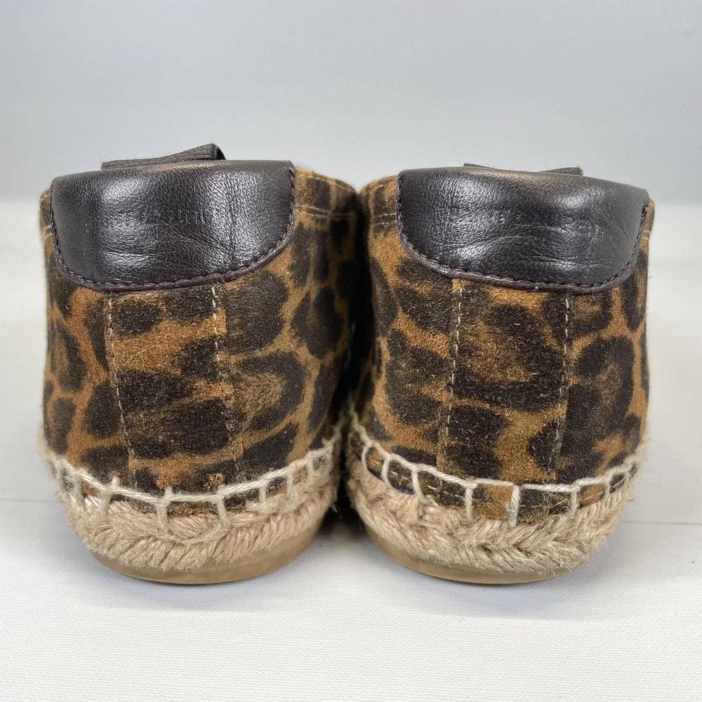 Saint Laurent Leopard Espadrilles Womens Size 39 Brown Suede Slip On Casual Shoe